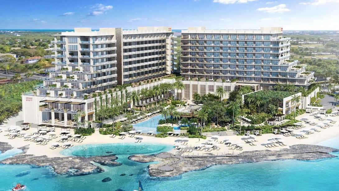 Arial view of hotel on beach